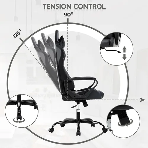 Miniatura 5 de Silla de videojuegos, silla de videojuegos, silla de escritorio de oficina con respaldo alto, silla de escritorio de oficina con soporte lumbar