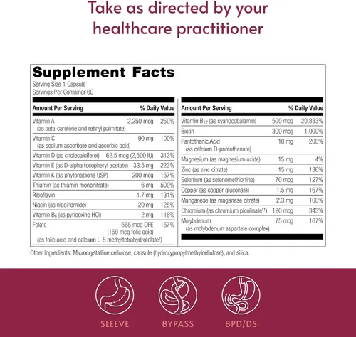 Miniatura 4 de Bariatric Advantage High ADEK Multi - para pacientes con cirugía bariátrica - Multivitamínico con vitaminas A, D, E, K y minerales traza - 100%+ DV