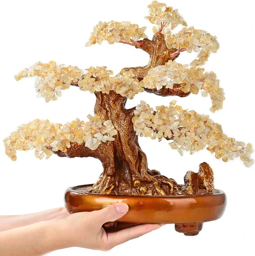 Miniatura 7 de KALIFANO Árbol de cristal de chakra de cuarzo rosa natural (1,251 piedras preciosas) con propiedades curativas – Bonsái Feng Shui árbol de dinero