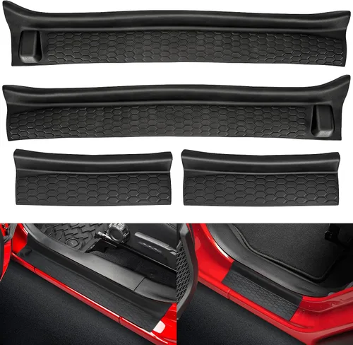 Miniatura 9 de Kit de protectores de umbral SUPAREE para JL Wrangler con logotipo 1941, protectores de entrada de puerta de goma negra para Jeep JLU JT 4 puertas
