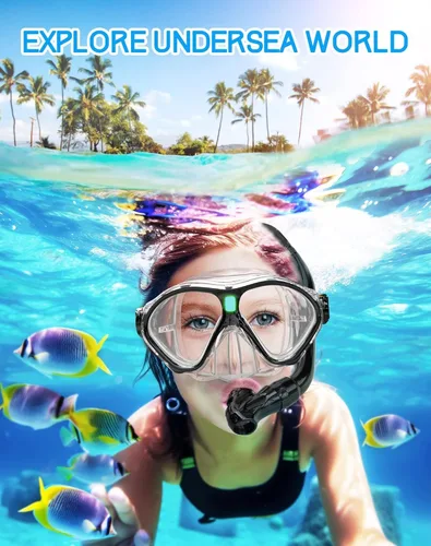 Miniatura 4 de Gintenco Juego de esnórquel para niños, máscara de buceo para niños como gafas de natación unisex, juego de máscara de buceo antivaho y esnórquel