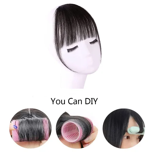 Miniatura 2 de Extensiones de cabello con clip en la peluca con flequillo, flequillo diagonal intercalado en el flequillo, flequillo de aire adecuado para el uso