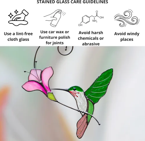 Miniatura 6 de Colgante de ventana de vidrio de colores multicolor Colibrí hecho a mano Atrapasol de vidrio auténtico Colgantes de ventana de vidrio pintado único