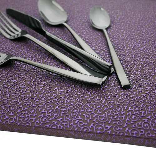 Miniatura 8 de Juego de cubiertos de mango grueso de 24 piezas, acero inoxidable 18/10 negro antiguo con cuchillo para carne, juego de cubiertos pulidos de espejo