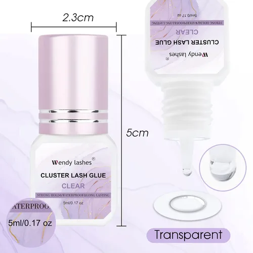 Miniatura 5 de Pegamento de pestañas impermeable transparente extra fuerte para racimos de pestañas DIY, secado rápido de 2-3 segundos, pegamento para pestañas