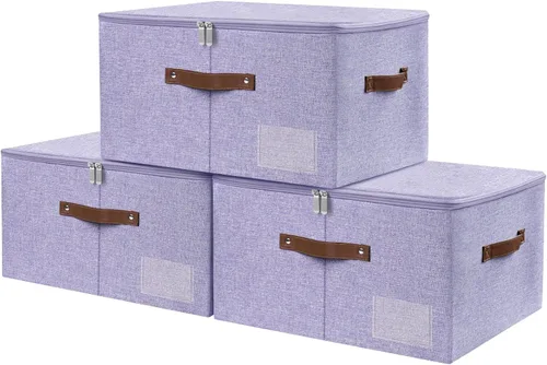 Miniatura 29 de Lucky Monet 1 contenedor de almacenamiento con tapas de cremallera de 10 x 8 x 7 pulgadas, cajas de almacenamiento plegables de tela con tapa