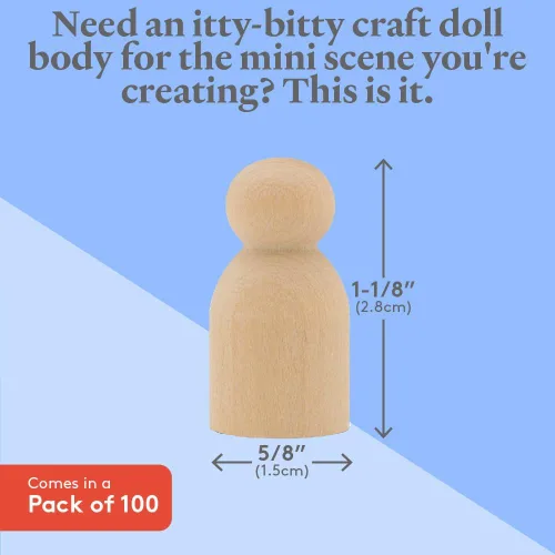 Miniatura 4 de Muñecas de madera en miniatura de 1-1/8 pulgadas, paquete de 100 muñecas pequeñas para manualidades, figuras en miniatura y juego de mundo pequeño