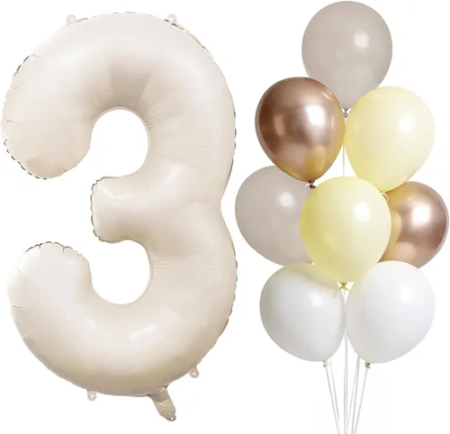 Miniatura 16 de Globo color crema número 1 de 40 pulgadas, color beige nude, número 1, con globos de arena blanca, globos beige nude champán, crema neutra