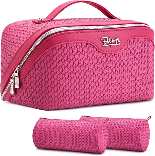 Miniatura 65 de BOYATU Bolsa organizadora de maquillaje de viaje, bolsa de cosméticos: Juego de 3 bolsas de maquillaje para mujeres con asa - Bolsas de aseo