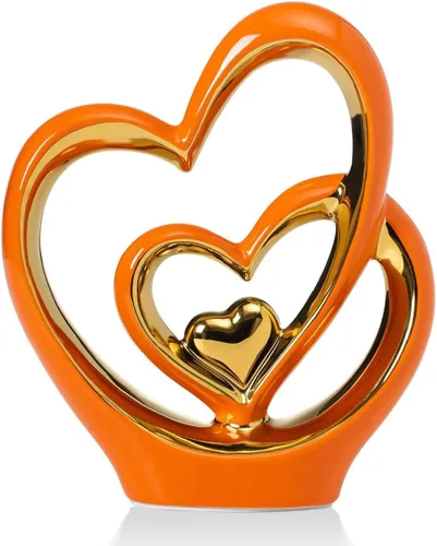 Miniatura 10 de APLUSH Decoración de estatua de doble corazón de porcelana, escultura de artista moderna, decoración del hogar para sala de estar, gabinete de vino