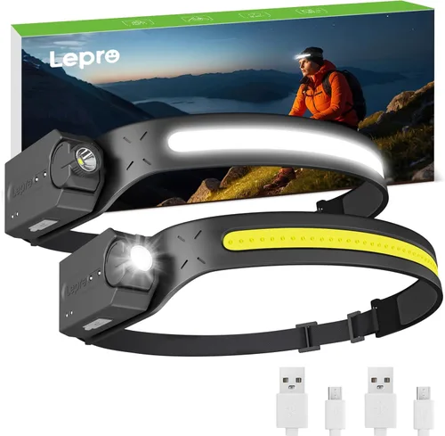 Miniatura 10 de Lepro Faro – Lámpara LED súper brillante recargable con haz de 230 ° de ancho, foco ajustable, sensor de movimiento, 5 modos, linterna ligera