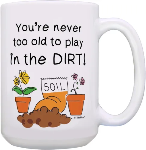 Miniatura 14 de Master Gardener Gifts You're Never Too Old to Play in Dirt - Regalos de jardinería para mujeres, taza de café de 11 onzas, taza de té, color blanco