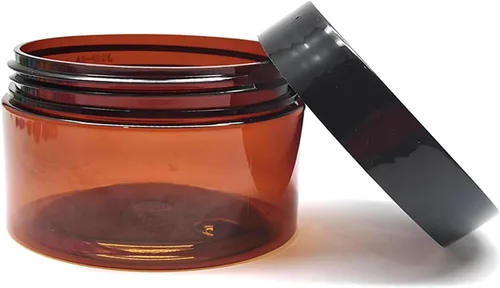 Miniatura 4 de Tarros cosméticos de plástico ámbar de 4 onzas a prueba de fugas con tapa negra para crema, loción, polvo, ungüento, productos de belleza, etc., 6
