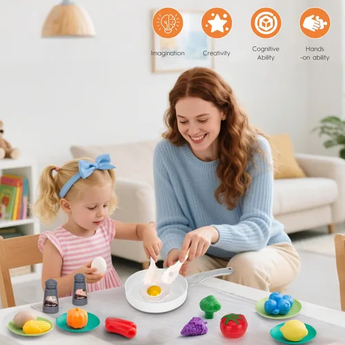 Miniatura 8 de 35 piezas de accesorios de juguete de cocina para niños, juego de cocina de simulación para niños pequeños con ollas, sartenes, utensilios, juego