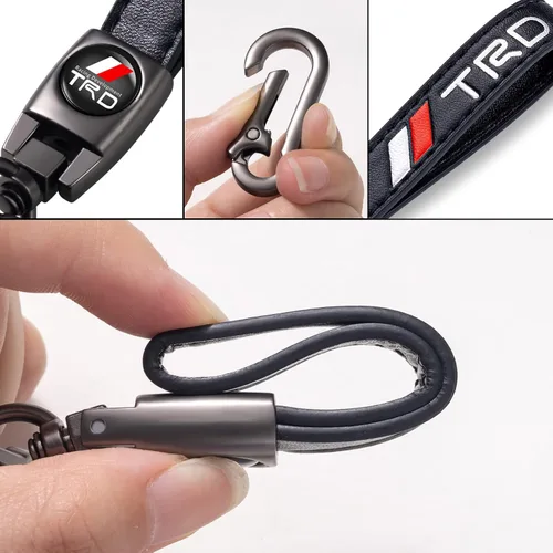 Miniatura 4 de Llavero de cuero genuino para llavero llavero para hombres y accesorios Woean negro, Negro 01