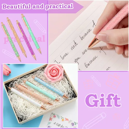 Miniatura 5 de BESARME 12 bolígrafos elegantes para mujeres, regalos del primer día de la madre, bolígrafos con purpurina para niñas, bolígrafo de diamantes