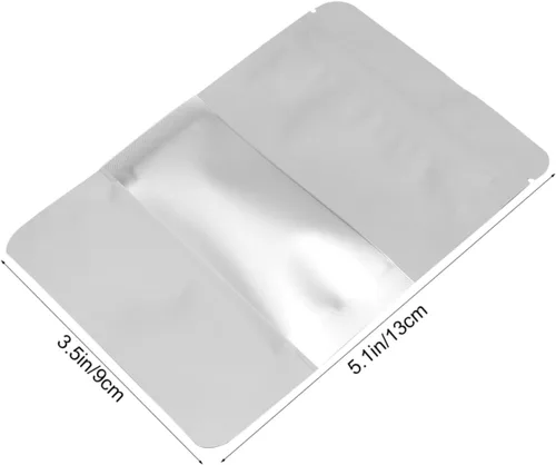 Miniatura 2 de 100 bolsas aluminizadas con cremallera con ventana transparente, bolsas selladas para alimentos blancos para almacenamiento para frutos secos, té