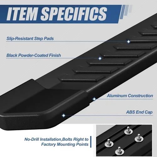 Miniatura 2 de Auto Dynasty - Estribos de 6 pulgadas compatibles con Ford F-150 F-250 F-350 SuperCrew Cab 2015-2024, pasos laterales negros con revestimiento