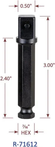 Miniatura 5 de Rauckman Utility Product Impact Adapter - Extensión cuadrada de 1/2 pulgada, tamaño hexagonal de 7/16 pulgadas, para tomas de impacto