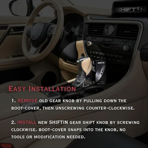 Miniatura 6 de Pomo de palanca de cambios para Lexus ES GS GX IS NX RC RX 200t 300 350 3450h 450hL 350L (Cuero Beige Marfil/Patrón de Carbono)