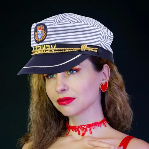 Miniatura 3 de EXCEART 2 sombreros de capitán ajustables, sombrero de marinero de yate, sombrero de barco azul marino, sombrero de fiesta náutica, gorra