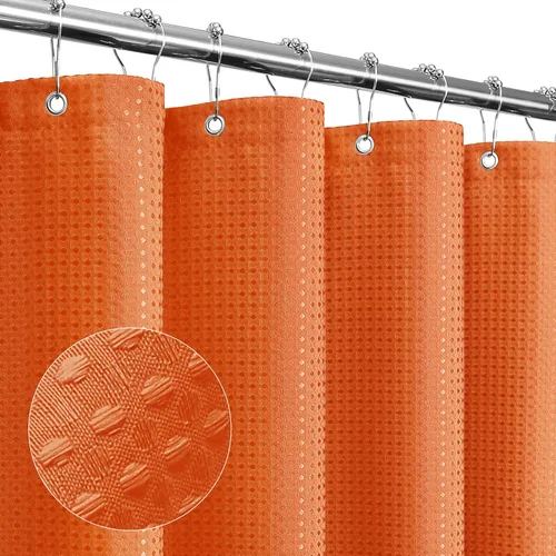 Miniatura 16 de Gibelle Cortina de Ducha Pequeña para Cabina 36 x 72 pulgadas, Cortina de Ducha de Tela Texturizada de Tejido Gofre Medio Estrecho para Baño, Beige