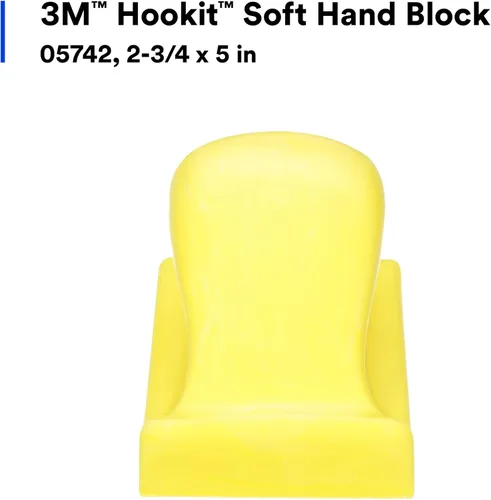 Miniatura 3 de 3M Hookit Bloque de mano suave 05742, 2-3/4 pulgadas x 5 pulgadas, espuma moldeada flexible, de larga duración, amarillo