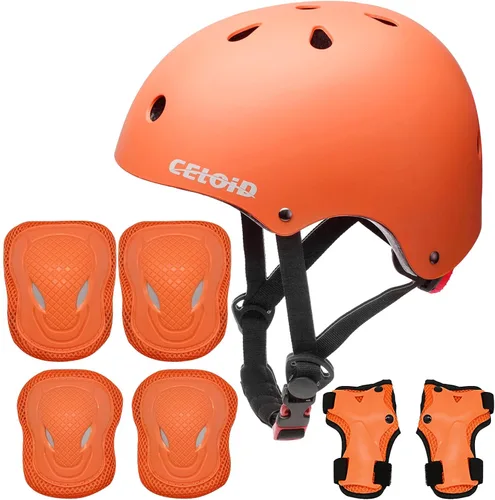 Miniatura 13 de Juego de almohadillas para casco de bicicleta y patineta para niños, equipo de protección para niños pequeños, rodilleras y coderas para niños