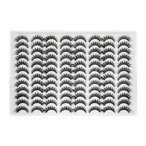 Miniatura 10 de Azenlo Pestañas postizas 48 pares, pestañas de visón sintético, pestañas tenues de 14 mm, pestañas de gato 3D esponjosas, paquete al por mayor