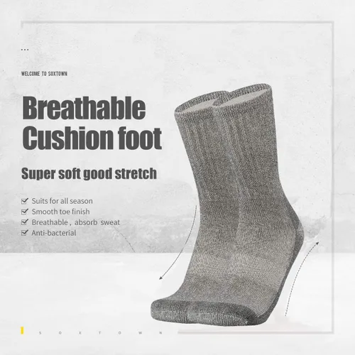 Miniatura 2 de SOX TOWN Calcetines de lana merino que absorben la humedad para exteriores senderismo senderismo calcetines para hombres paquete de 4