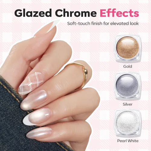 Miniatura 4 de Modelones Kit de estampado de uñas a cuadros de 16 piezas, sello de punta francesa, esmalte de gel de pintura blanca y negra, a prueba de polvo