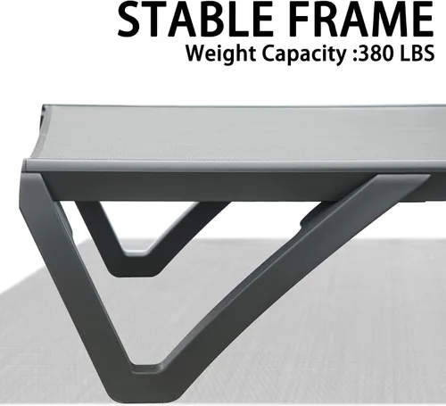 Miniatura 5 de Domi - Juego de 3 tumbonas para patio, sillas de aluminio de polipropileno para exteriores con 5 posiciones ajustables, mesa auxiliar para playa