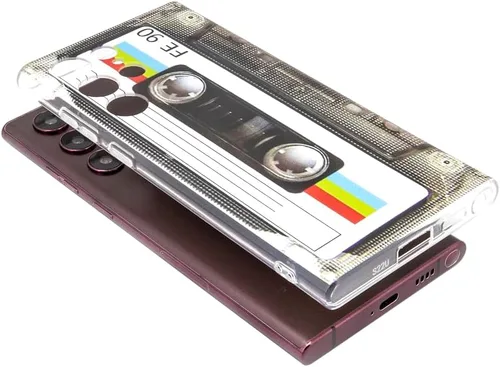 Miniatura 7 de FAteamll Funda para Galaxy S22 Ultra a prueba de golpes a prueba de arañazos con TPU suave parachoques Retro Cassette Funda Compatible con Samsung