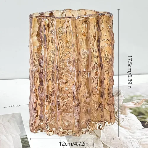 Miniatura 4 de Aoderun Jarrón de cristal de cristal resistente para mesa de comedor, cocina, oficina, hogar, estante, boda, sala de estar, centros de mesa (ámbar)