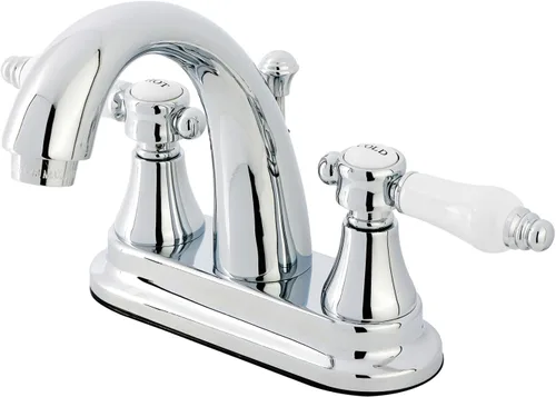 Kingston Brass KS7611BPL Bel-Air - Grifo de baño central de 4 pulgadas, 4-3/4 pulgadas de alcance de boquilla, cromo pulido