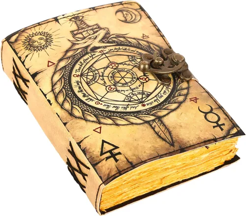 Miniatura 18 de Book of Spells - Diario encuadernado en cuero con papel de borde irregular, grimorio, diario impreso del Tercer Ojo, suministros de brujería