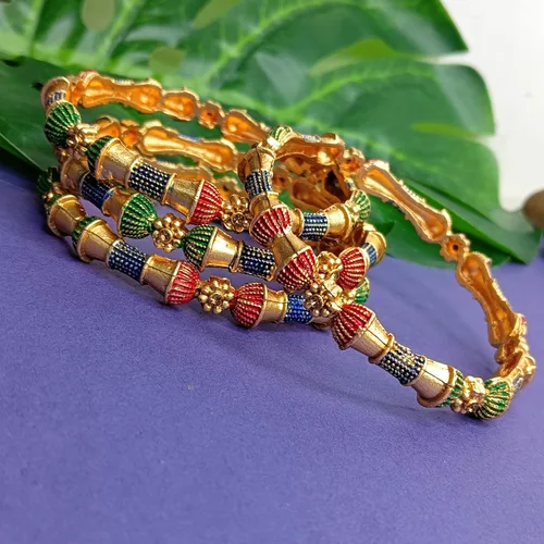 Miniatura 2 de Efulgenz Indian Style Bollywood Gold Tone Crystal Rhinestone Faux Pearl Stone Wedding Bridal Bracelet Bangle Set Jewelry