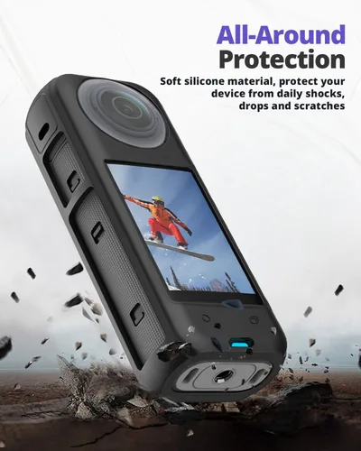 Miniatura 2 de Funda protectora de silicona para Insta 360 X4/X5 con tapa de lente, protector de pantalla para accesorios Insta 360 X4, kit de accesorios