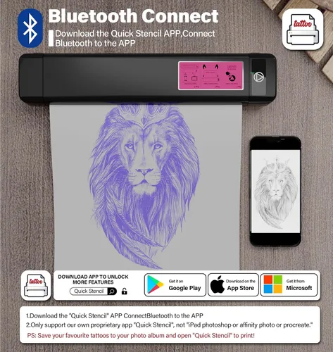 Miniatura 3 de OZER M08Pro - Impresora inalámbrica de plantillas de transferencia de tatuajes, máquina fotocopiadora térmica sin tinta, impresora compacta