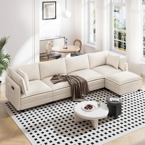 Miniatura 32 de Vesgantti 74" Cloud Couch for Living Room, 2 Seaters Deep Seat Sectional Modular Sofa, Double Cushion Corduroy Small Sofas Living Room Couches for