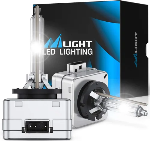 Nilight Bombillas de xenón HID D1S para faros delanteros, bombilla D1S de 6000 K de haz alto y bajo de xenón de repuesto para automóviles de 12 V,