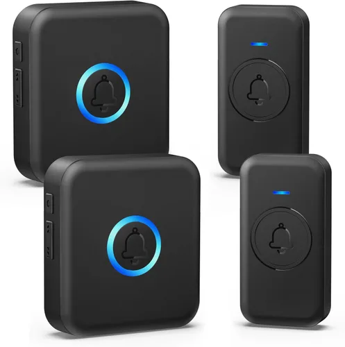 Miniatura 13 de FOVKSUC Timbre inalámbrico, timbre de puerta impermeable con 60 campanadas, 5 niveles de volumen y 2 modos silenciosos, timbres de puerta