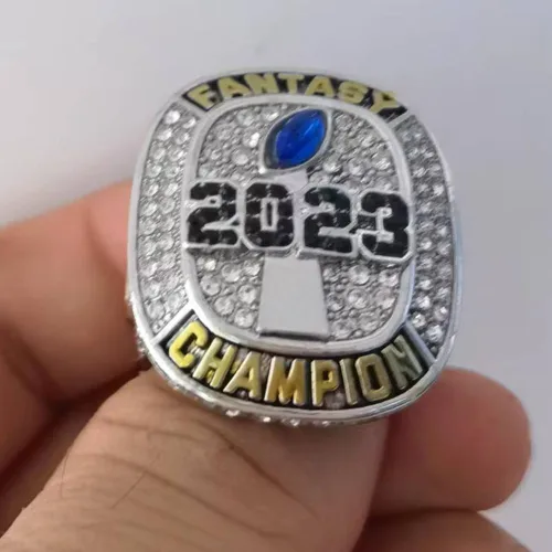 Miniatura 4 de Anillo de campeonato de fútbol de fantasía 2023 Premio del trofeo Ganador deportivo Anillo de campeón FFL, Zinc, Diamante blanco