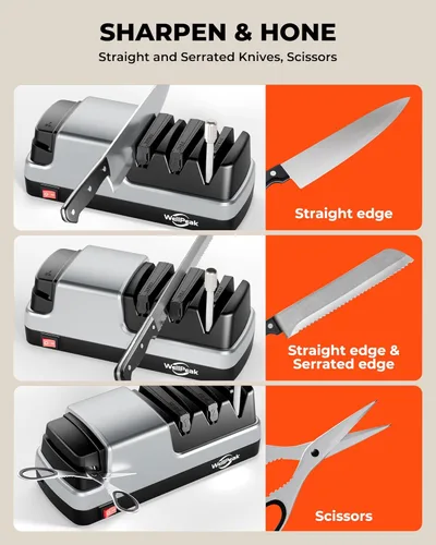 Miniatura 4 de Afilador Eléctrico Multifuncional de 4 Etapas para Cuchillos y Tijeras, Abrasivo de Diamante para Cuchillos de Chef de Filo Recto, Varilla