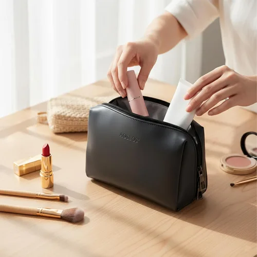 Miniatura 2 de Aosbos Bolsa de Cosméticos Neceser de Maquillaje para Mujeres, Bolsa de Cosméticos Impermeable para Viaje, Bolsa de Maquillaje para Bolso, Azul Azul