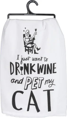 Miniatura 6 de Primitives by Kathy 36921 LOL Made You Smile - Toalla de cocina, cuadrado de 28 pulgadas, Bebe vino y mascota a mi perro Bebe vino y acaricia a mi
