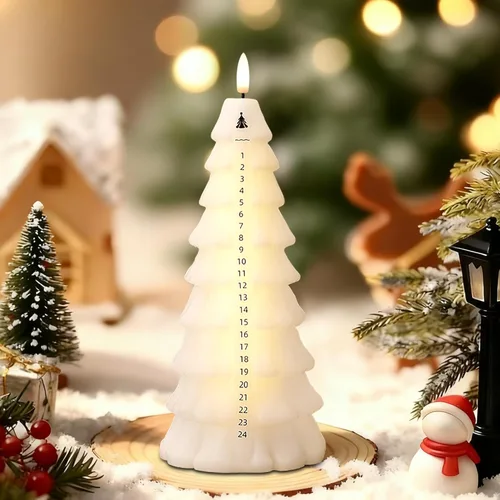 Miniatura 11 de Velas de árbol de Navidad sin llama con control remoto, vela LED de llama parpadeante de 3D operada por batería con cadena de luz estrellada, velas