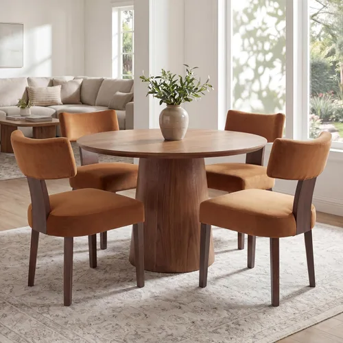 Miniatura 28 de VESCASA Juego de 2 sillas de comedor modernas de mediados de siglo, sillas de comedor tapizadas de lino con respaldo curvado ergonómico, patas
