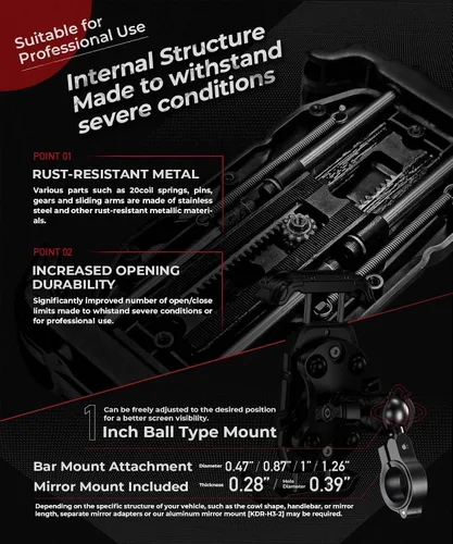 Miniatura 7 de Kaedear Soporte para Motocicleta y Smartphone, Absorción de Vibraciones, Montura, Montura de Aire, Bloqueo Lateral con Palanca, Brazo Intermedio