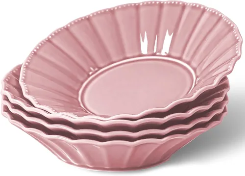 Miniatura 12 de HOMBENE - Juego de 4 cuencos de cerámica para pasta, de 25 onzas, estilo ondulado, ensaladas, sopa, pasta, fideos, cena, aptos para microondas